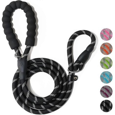 Laisse de dressage pour chien avec fonction de traction, laisse pour chiot avec rappel, 1,8 m de long, corde résistante avec motif réfléchissant, poignée confortable, F (1/5)