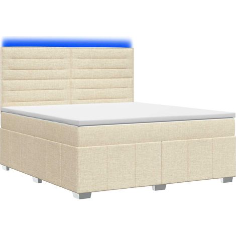 Maison Exclusive - Lit boxspring LED avec matelas Crème 140 x 190 cm Tissu (1/5)