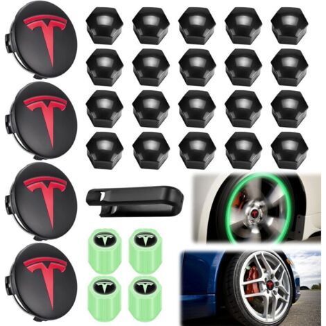 Wheel Cap Kit for Tesla, Center Hub Cap Set Wheel Nut Cover Center Modification Hub Cover for Model Y Mode 3 Mode S Mode (1/5)