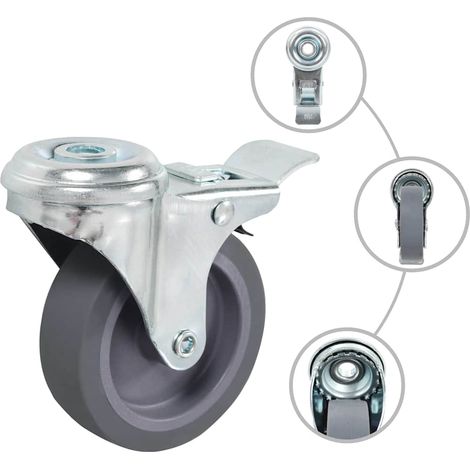 vidaXL Ruedas giratorias con agujero pasador 4 unidades 75 mm (1/2)