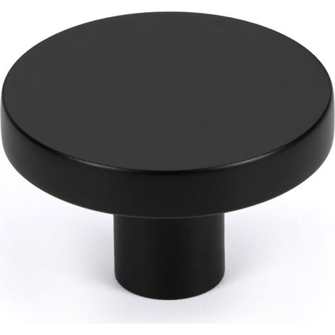 Set mit 10 mattschwarzen Küchenschrankknöpfen, massiven Messingknöpfen für Kommodenschubladen, runden minimalistischen Badezimmerschrankgriffen, modernen Möbelbeschlägen, Durchmesser 1 (1/4)