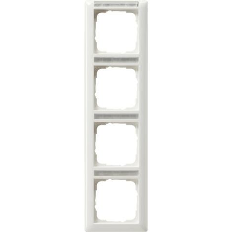 GIRA 111403 COUVRIR CADRE 4 TROUS INSCRIPTIBLE PERPENDICULAIRE BLANC PUR BRILLANT