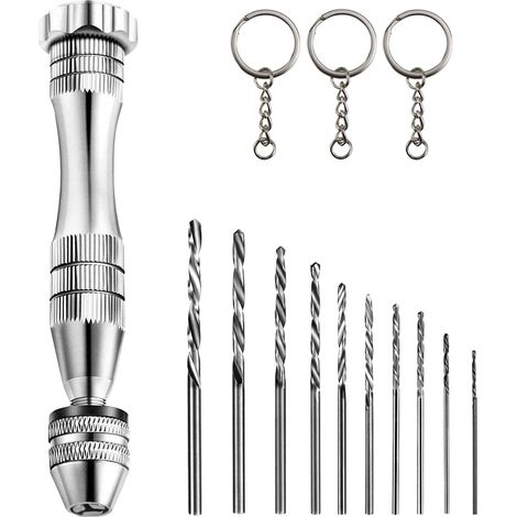 Lntyq Mini-Handbohrer, Spiralfräser, mit 10 Stück, Mini-Spiralfräser, Bohrer (0,8 – 3 mm), für Heimwerker, Bohren, Handbohrer, Metall, Holz, Schmuck, Modellbau, DIY (1/5)