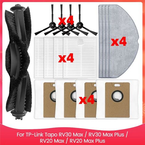 Para Tapo RV30 Max / RV30 Max / RV20 Max / RV20 Max: Cepillo lateral, filtro HEPA, almohadillas para mopa, bolsas para polvo (1/4)