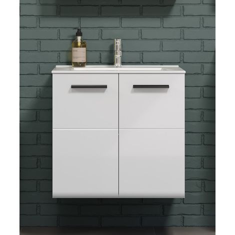 Riva Waschbeckenunterschrank 2 Türen, weiß Hochglanz. (1/5)