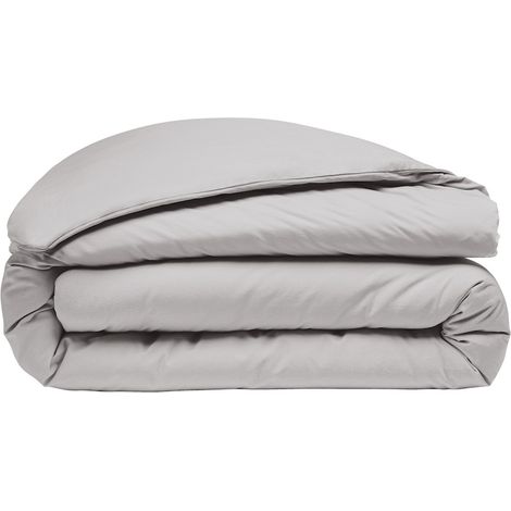 Housse de couette percale 260 x 240 cm gris clair (1/3)