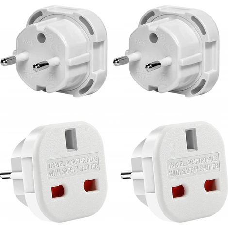 Adaptateur Voyage Prise Anglaise vers France Aadaptateur UK FR de Type G C pour l'Allemagne l'Irlande 2X (1/5)
