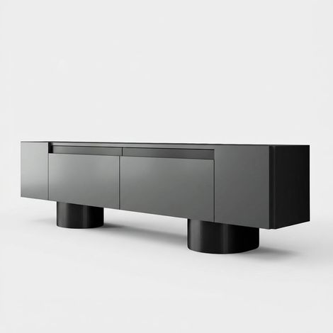 Mobile TV design moderno in melaminico color antracite Bohem - Nero