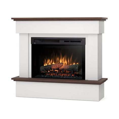 Camino Elettrico Riscaldante Da Pavimento Autoportante a LED - 26" - Bianco opaco / Rovere - 108 x 93 x 33,5 - TORMES (1/5)