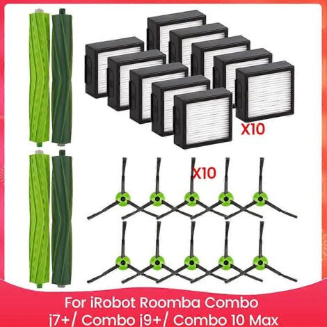 Kit d'accessoires pour aspirateur robot iRobot Roomba Combo J7� Combo J9� Combo 10 Max : brosses lat��rales principales, filtres HEPA
