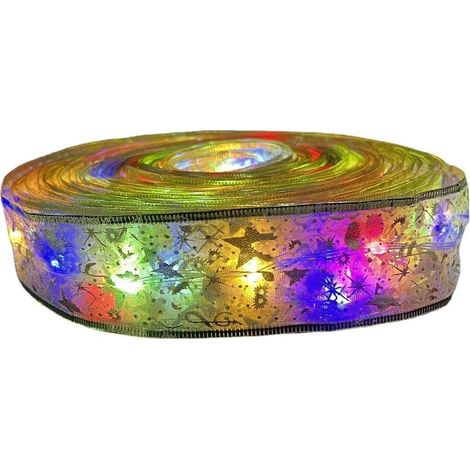 Décoration de l'arbre de Noël: 1 ruban lumineux LED - 3,8 CM - ruban doré (couleur) Longueur: 10 m 100 lumières (1/2)