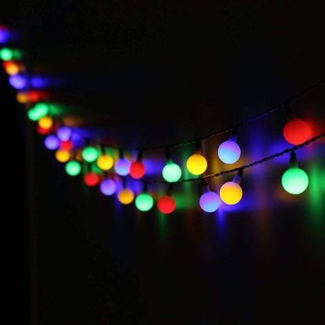 Guirlande Lumineuse Solaire,100 LED 12m Guirlande Lumineuse Couleur Extérieure et Interieur IP65 Etanche 8 Modes,Boules Lumineuses Jolie Décoration pour Noël,Fête,Jardin,Terrasse,Balcon (1/5)