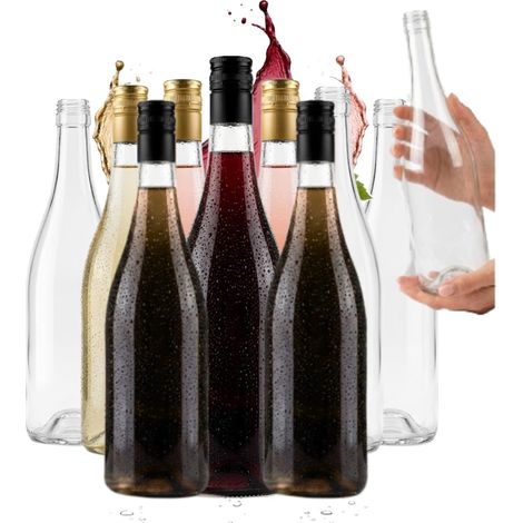 10 bouteilles de vin de 1 litre, incolores, blanc rosé, rouge, 1000 ml (1/5)