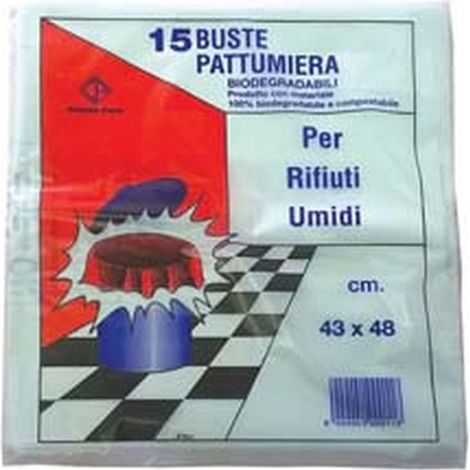 CF SACCO PATTUMIERA BIODEGRADABILE PER RIFIUTI UMIDI PZ.15 - CM.43X48 GR.175