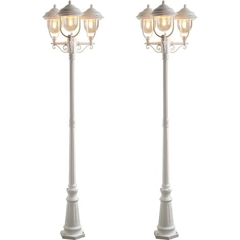 2er-Set weiße Gartenlaterne PARMA aus Aluminium, E27, IP43, H.: 218 cm (1/5)