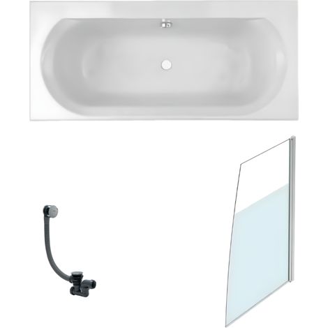 Baignoire droite 170 X 75 Elise acrylique + pare bain volet droite + vidage