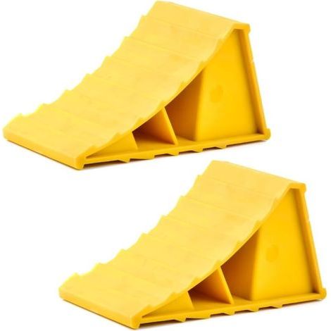 Cale de roue, 2 pièces, bloc antidérapant, cales de roue, cale de roue de voiture, cale de roue de voiture, pour caravane, camping-car, voiture, moto, van à chevaux – Jaune (1/5)
