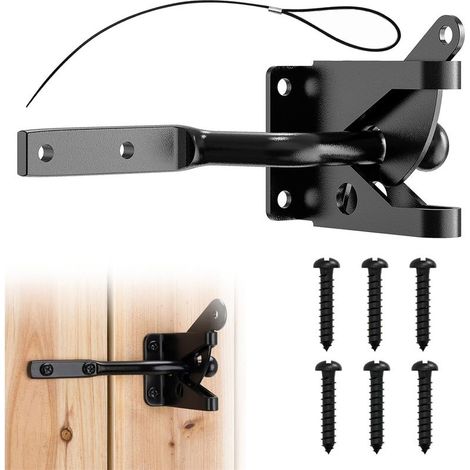 Verrou automatique de porte de jardin à gravité - Verrou autobloquant - En acier inoxydable - Avec vis pour porte de jardin - Clôture en bois (1/5)