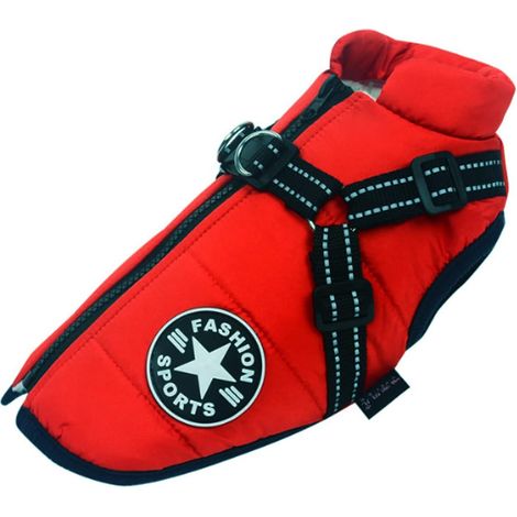 1 Manteau Chien Imperméable Harnais Intégré Bandes Réfléchissantes Fermeture Éclair Petit Moyen Grand (1/5)