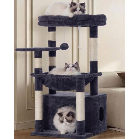 Arbre à chat avec niche et hamac, structure stable en sisal pour petits et moyens chats (1/5)
