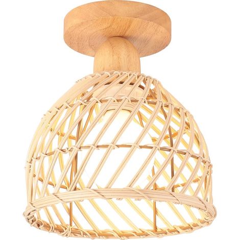 Plafonnier Moderne Lampe De Plafond En Bambou Plafonnier Rétro Luminaire Plafonnier Intérieur Pour Couloir Cuisine Salon Chambre (1/5)