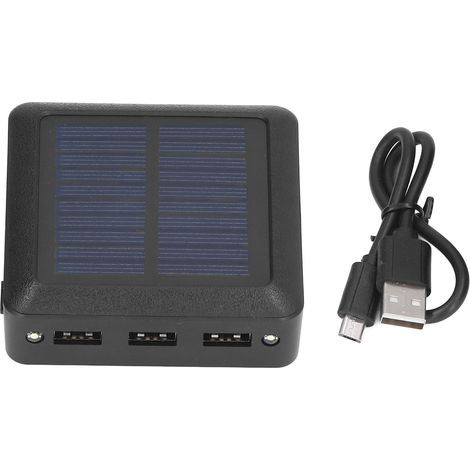 Batterie solaire externe 10 000 mAh avec 3 ports USB, mini chargeur solaire pour téléphone et lampe LED, idéale pour le camping et la pêche en extérieur. (1/5)