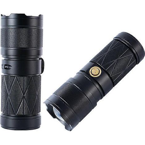 Lampe torche rechargeable ultra-lumineuse longue portée 4000M, lampe LED haute puissance, batterie intégrée haute capacité, étanche, zoomable, lumière puissante ( ) (1/5)
