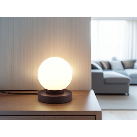 Kleine LED Tischleuchte Rostoptik mit Glaskugel & Touchfunktion, Höhe 15cm (1/5)