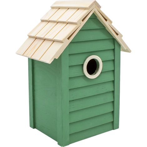 Holz Vogelhäuschen grün zum Hinstellen - 25 x 18 cm - Vogel Nistkasten für kleine Singvögel