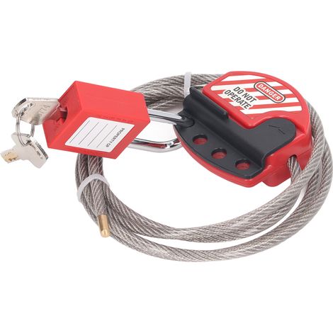 Kit de cadenas de sécurité avec câble de consignation réglable en acier inoxydable et cadenas de consignation/déconsignation de 38 mm, fourni avec 2 clés. (1/5)