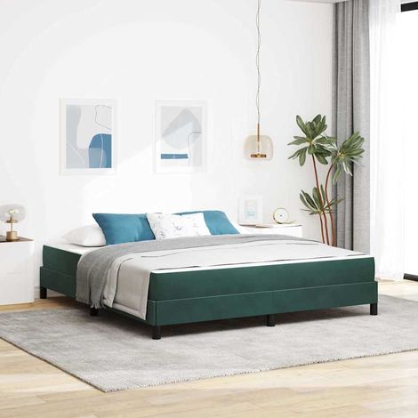 Boxspringbett mit Matratze Dunkelgrün 180 x 220 cm Stoff (1/5)