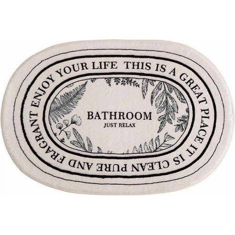 Retro black and white bath mat, 50 x 80 cm, cashmere effect, non-slip, soft, water-absorbing, bathroom mat (1/5)