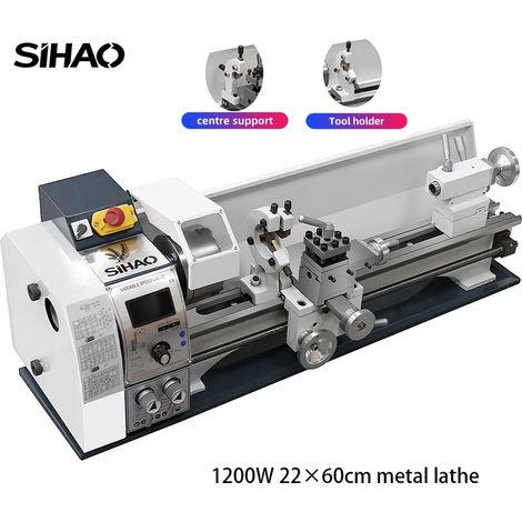 Tour à métaux 220×600mm 1200W – Précision 0,01 mm – Vitesse réglable 0-3000 U/min – Moteur en acier inoxydable pour usinage professionnel