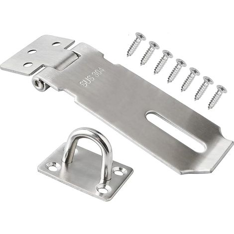 90 degrés Loquet Porte à angle droit, 4 Inch Loquet de Cadenas Agrafe en acier inoxydable Moraillon De Verrou Porte de Sécurité Porte Fermoir de Cadenas Loquet de verrouillage noir