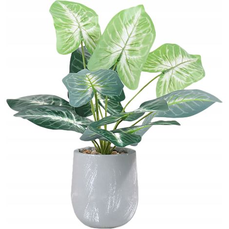 Fleur artificielle en pot pour la maison ou le bureau, réaliste, 40 cm, alocasia (1/5)