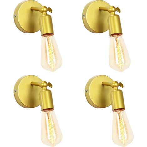 Lámpara de Pared Vintage E27 Retro Industria 180° Giratorio Iluminación de Pared Interior para Sala Dormitorio Pasillo Dorada 4PCS (1/5)