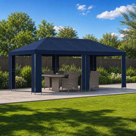 vidaXL Gazebo da giardino 6 x 3 m Blu Poliestere e Acciaio 190 gsm (1/5)