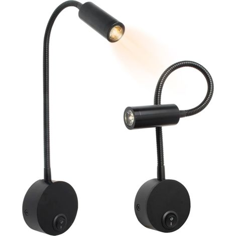 Lampe de lecture pour tête lit, 2 pièces 3W LED blanche, murale (1/5)
