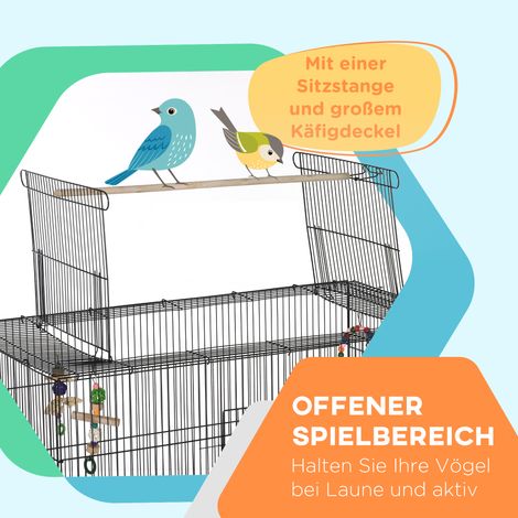 Cage à oiseaux avec perchoirs, jouets pour oiseaux, plateau amovible, noir (1/5)