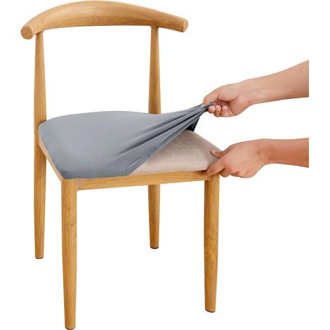 2-Piece Stretch Chair Seat Cover, Removable, Washable, Elastic for a Universal Fit, Decoration for Wedding Bouquets, Hotels, Restaurants (2 PCS, Light Grey) (1/5)