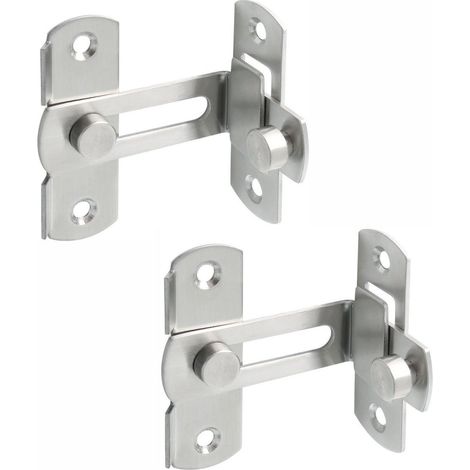 Verrou de porte coulissante à 90° - 2 pièces - Pêne dormant pour porte coulissante - Pêne coudé en acier inoxydable - Verrou de sécurité - Verrou antivol pour porte coulissante - Pour portes, fenêtres