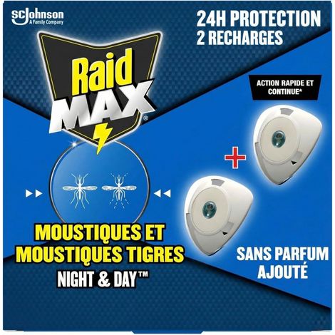 Max Recharges Diffuseur Electrique Liquide Night & Day - Anti-Moustiques et Moustiques Tigres - Protection Longue Durée Jour & Nuit - Sans Parfum - 2 Recharges (1/5)