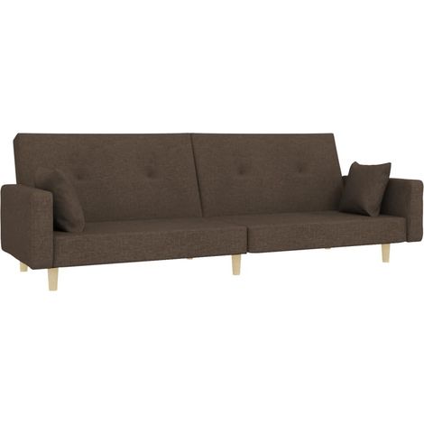 Canapé-lit，Canapé convertible à 2 places avec deux oreillers taupe tissu CFW16708 (1/5)