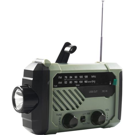 Radio d'urgence portable - FM/AM - Rechargeable à énergie solaire, lampe torche LED - 2000 mAh (1/4)