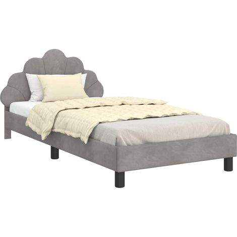 Children's Bed Frame with Headboard Light Grey 90 x 190 cm vidaXL