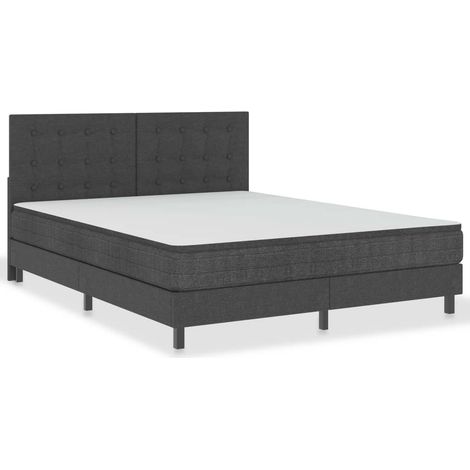 Rete a doghe su gambe giroletto con materasso 160x200 cm tessuto grigio scuro TDL0208060