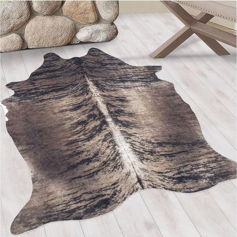 Tapis marron imitation peau de bête lavable en machine Levi Marron 100x135 (1/5)