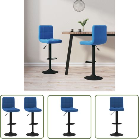 The Living Store Tabourets de bar lot de 2 bleu velours - Tabouret De Bar - Chaise De Comptoir - Tabourets De Bar - Fauteuil De Bar - Meuble Bar (1/5)