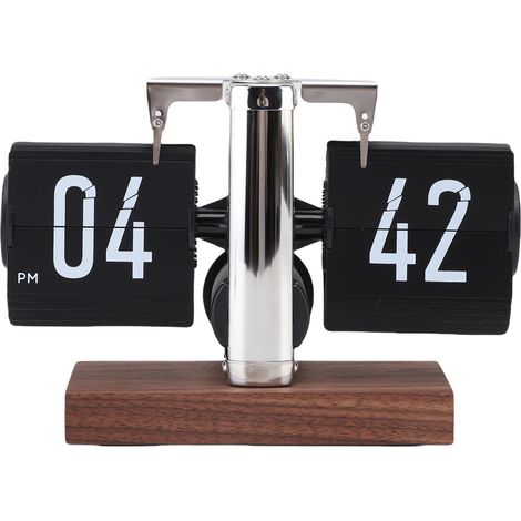 Horloge flip bureau vintage 12H piles – Mécanique numérique auto down calendrier salon table noir, décoration (1/5)