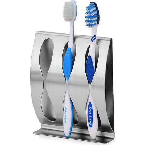 Soporte autoadhesivo para cepillos de dientes, de acero inoxidable para montaje en pared para baño, soporte duradero para cepillos de dientes con almohadilla de soporte para cocina, no requiere perfor (1/5)